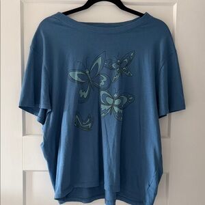 American Eagle Outfitters Blue Butterfly Graphic Tee